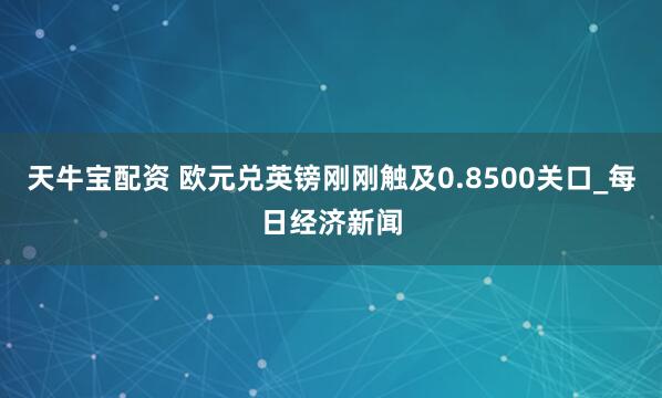 天牛宝配资 欧元兑英镑刚刚触及0.8500关口_每日经济新闻